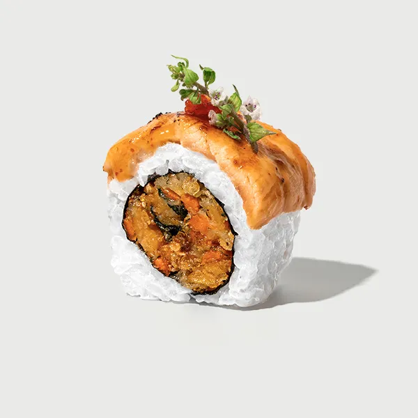 rolls flambeed salmon